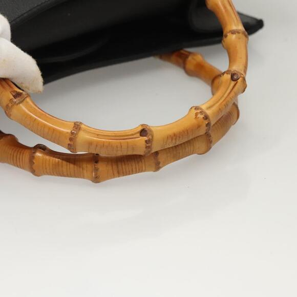 GUCCI Bamboo Hand Bag Suede Black Gold - Picture 7 of 13